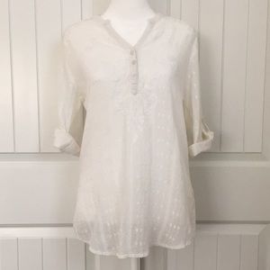 Dress Barn White Peasant Blouse Size Small